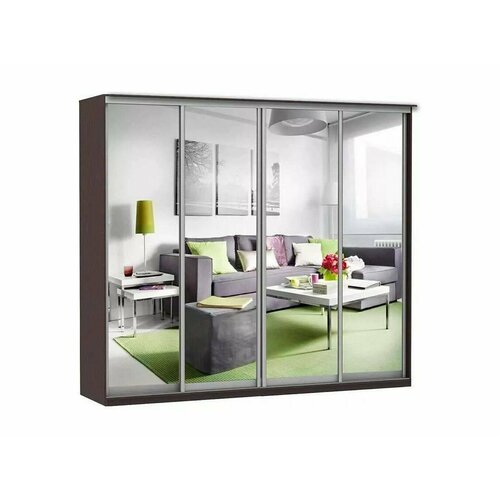 Шкаф купе Модерн 2362х600 4-х дверный 3-х секционный зеркальный венге 98000₽