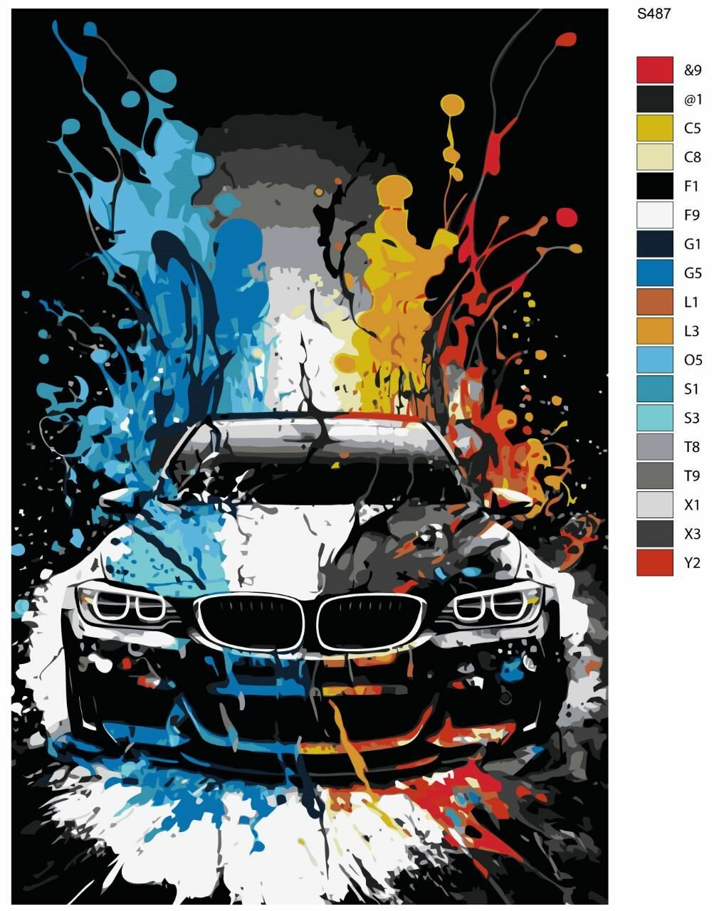 Картина по номерам S487 "Спортивные машины. BMW" 40x60 см