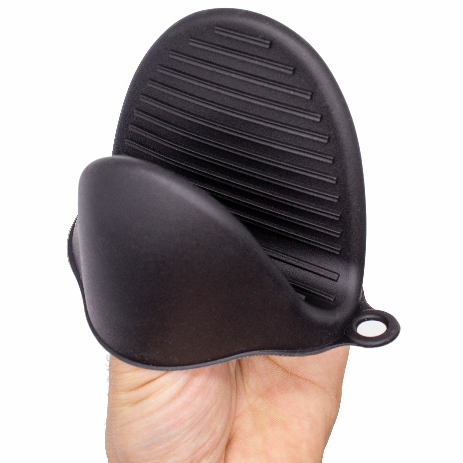 фото Прихватка для горячего силиконовая, с петлей для подвеса, 12,5 х 8 см, цвет черный