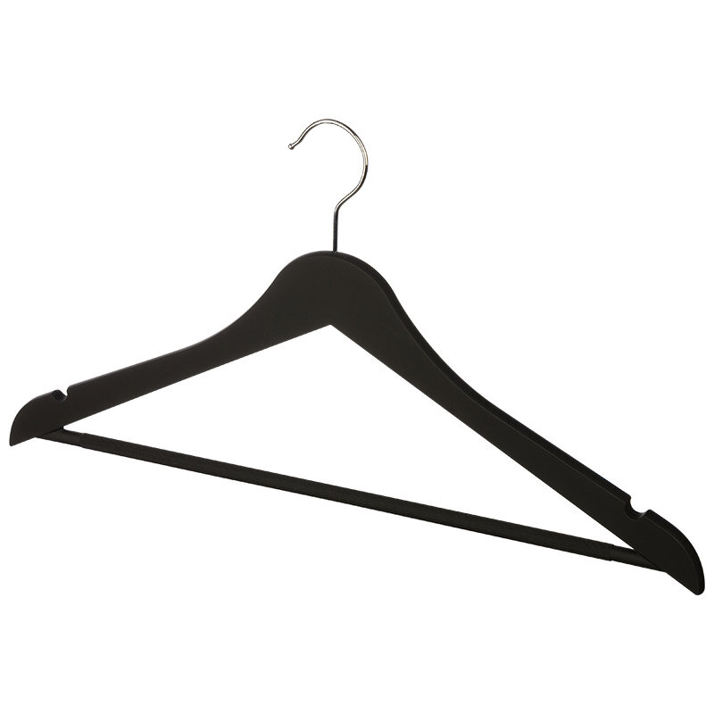 фото Вешалка пластиковая c выемками с покрытием soft-touch, цвет черный