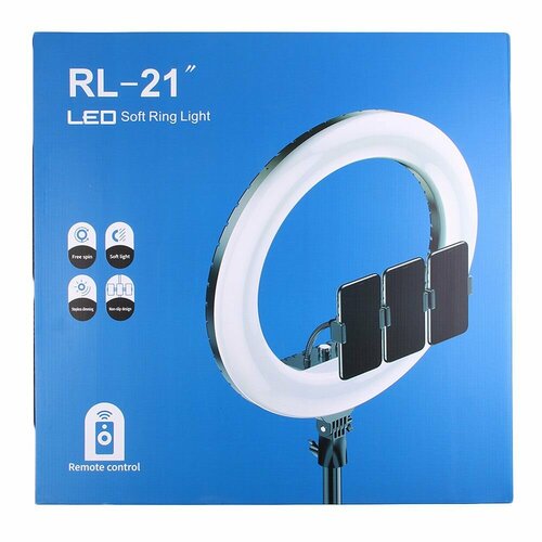 Кольцевая лампа 54 см LED напольная светодиодная лампа RL-21 в комплекте держатель для телефона 3 шт пульт управления кнопка для селфи Bluetooth 699000₽