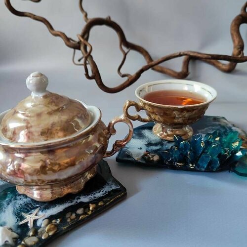 Комплект подстаканников Глубина из эпоксидной смолы 2988₽