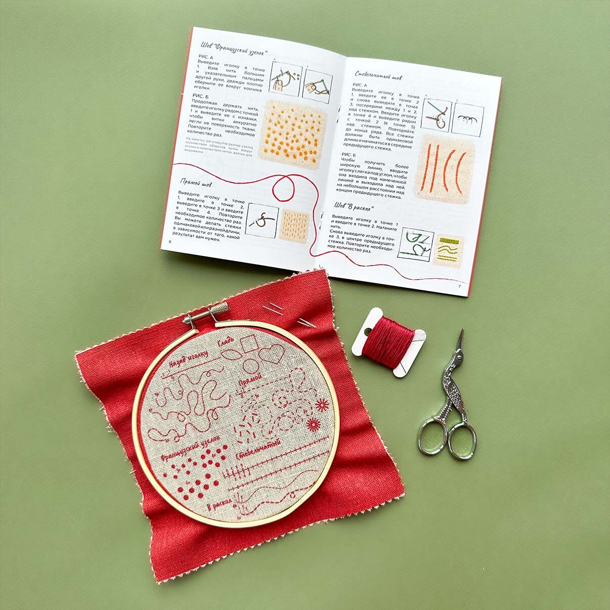 Подарочный набор для вышивания гладью "Цветочница" с обучением на льняной канве для взрослых