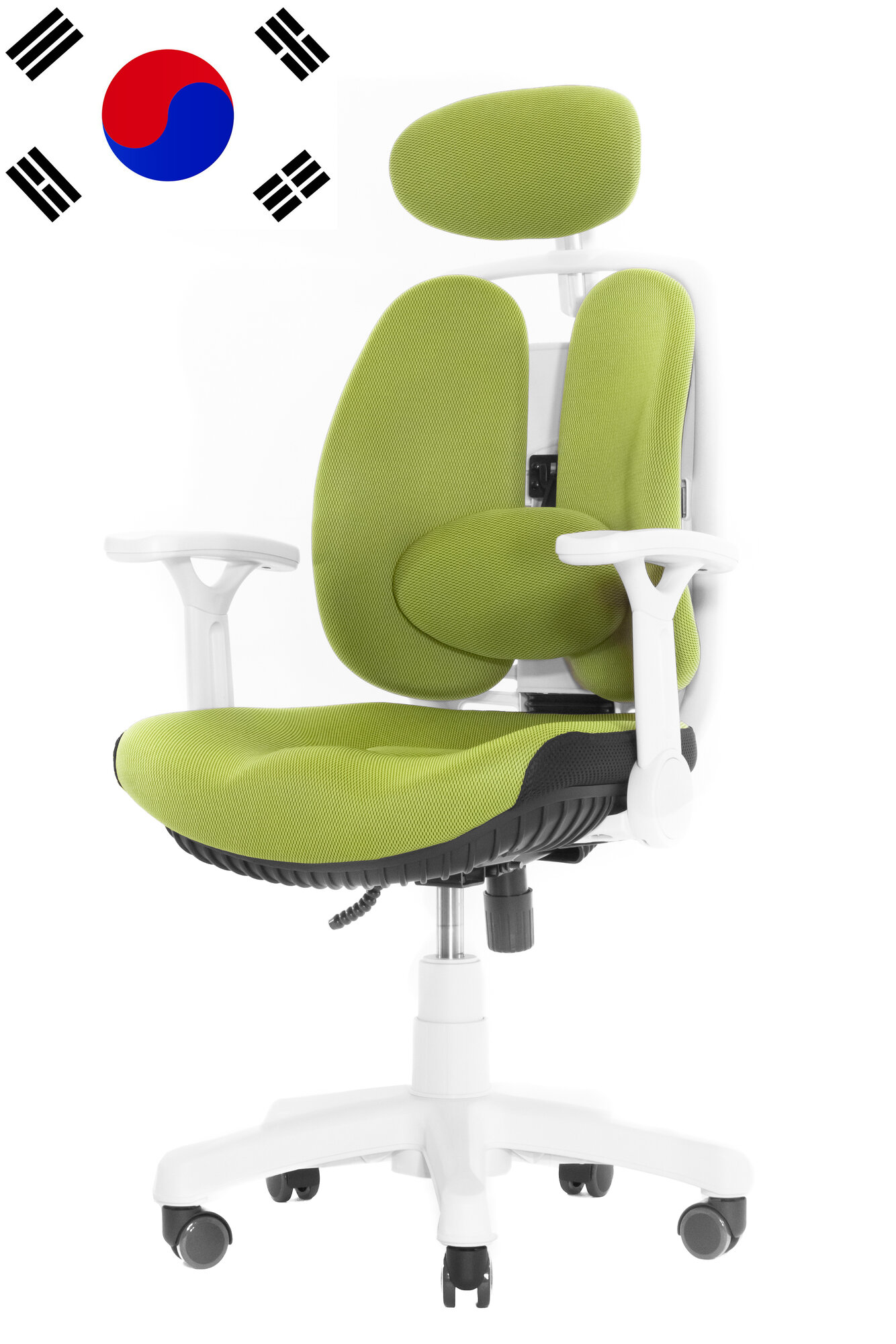 Компьютерное анатомическое кресло INNO Health с эластичным каркасом, цвет: зеленый/белый
