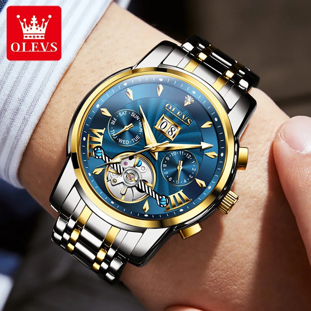Наручные часы Olevs, silver/blue — фото 1