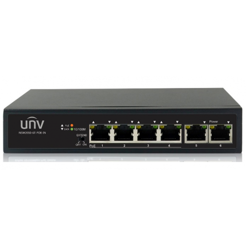 коммутатор uniview nsw2010 6t poe in Uniview Коммутатор 6*100Mbps network ports (RJ45), including 4 PoE ports IEEE802.3, IEEE802.3u, IEEE802.3az, IEEE802.3x, IEEE802.3af, IEEE802.3at 1.2Gbps 0.90Mpps 768Kbit 2K 160mm x 93mm x 32mm (6.33.71. (NSW2010-6T-POE-IN)