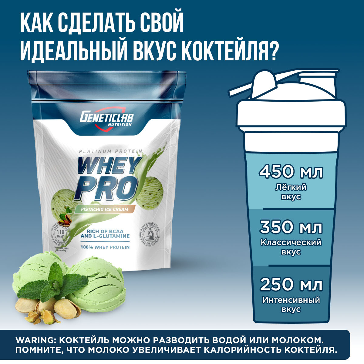 Протеин WHEY PRO 1000 g Фисташковое мороженое
