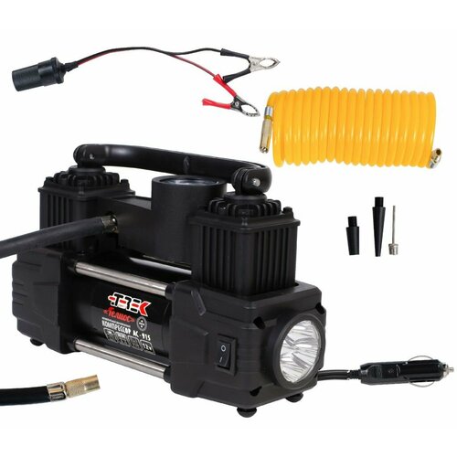 Компрессор автомобильный ТREK 915 Гелиос двухпоршневой с фонарем 75лмин кейсшин инструм 2820₽