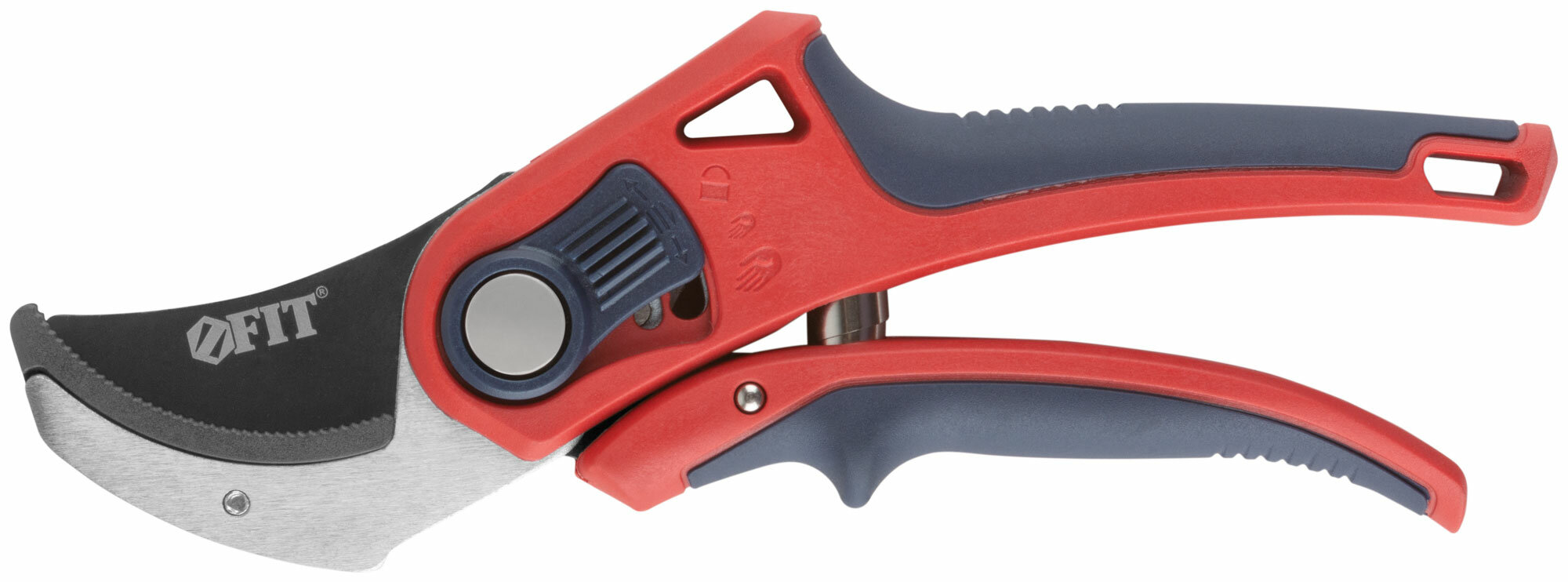 фото Секатор, режущие кромки встык с наковальней, регулир. раскрытия, ленточная пружина, прорезин. ручки 210 мм