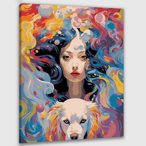 Картина по номерам 50х40 Девушка с собакой