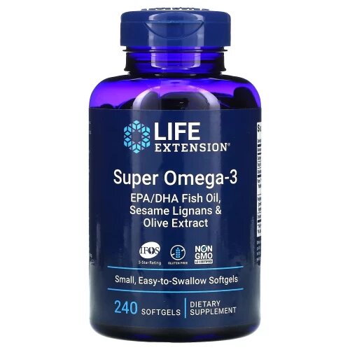 Капсулы Life Extension Super Omega-3 EPA/DHA with Sesame Lignans & Olive Extract, 280 г, 240 шт.