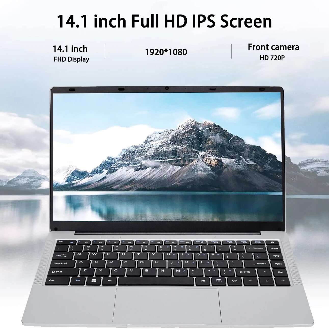 Ноутбук KELIWEI 14,1" FHD IPS дисплей, Intel Celeron J4105 (4*2,5 Ггц), DDR4-8 ГБ (6 Гб), SSD 256 Гб, Windows 11, + мышь + коврик
