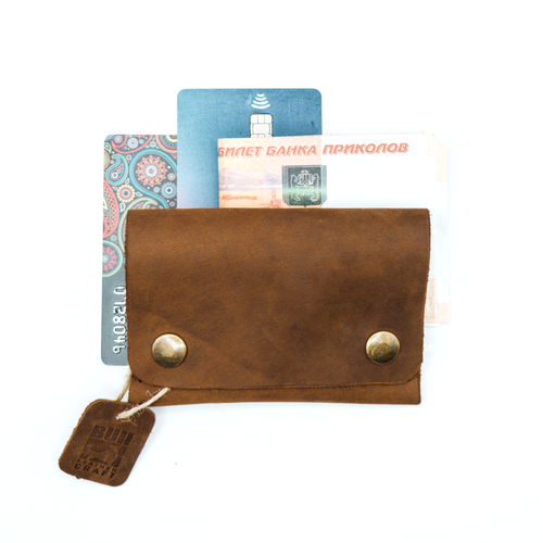 Бумажник Кожаный бумажник, фактура матовая, коричневый