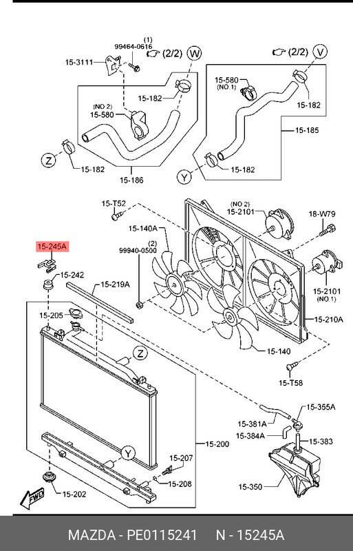 MAZDA PE0115241 Кронштейн радиатора CX-5 (KE KF) Mazda3 (BM BN) Mazda6 (GJ GL)