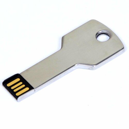 Металлическая флешка Ключ для нанесения логотипа (4 Гб / GB USB 2.0 Серебро/Silver KEY)