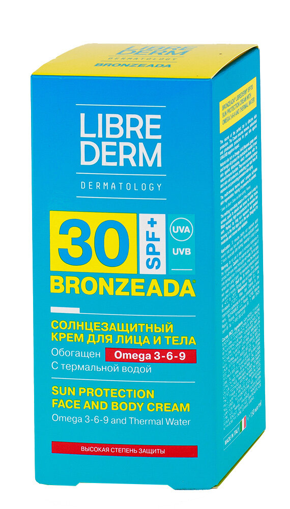 Крем Librederm (Либридерм) Bronzeada солнцезащитный SPF30 с омега 3-6-9 и термальной водой 150 мл TARGET S.r.l. - фото №17