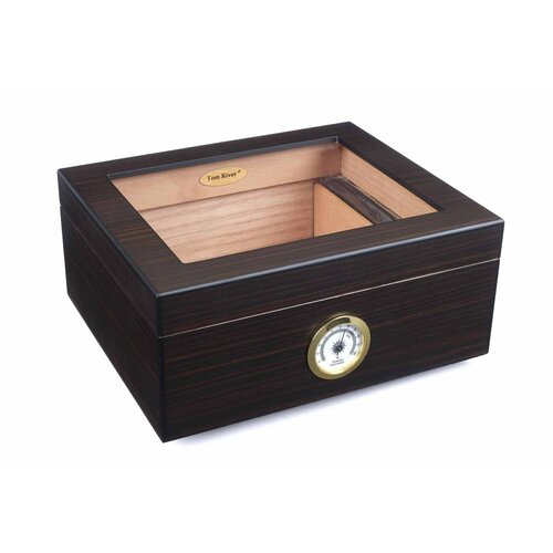 Шкатулка Tom River на 40 сигар со стеклом, эбеновое дерево 561-240