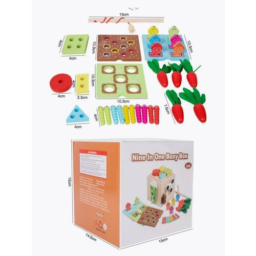 Деревянный Монтессори развивающий Сортер 9в1 для детей