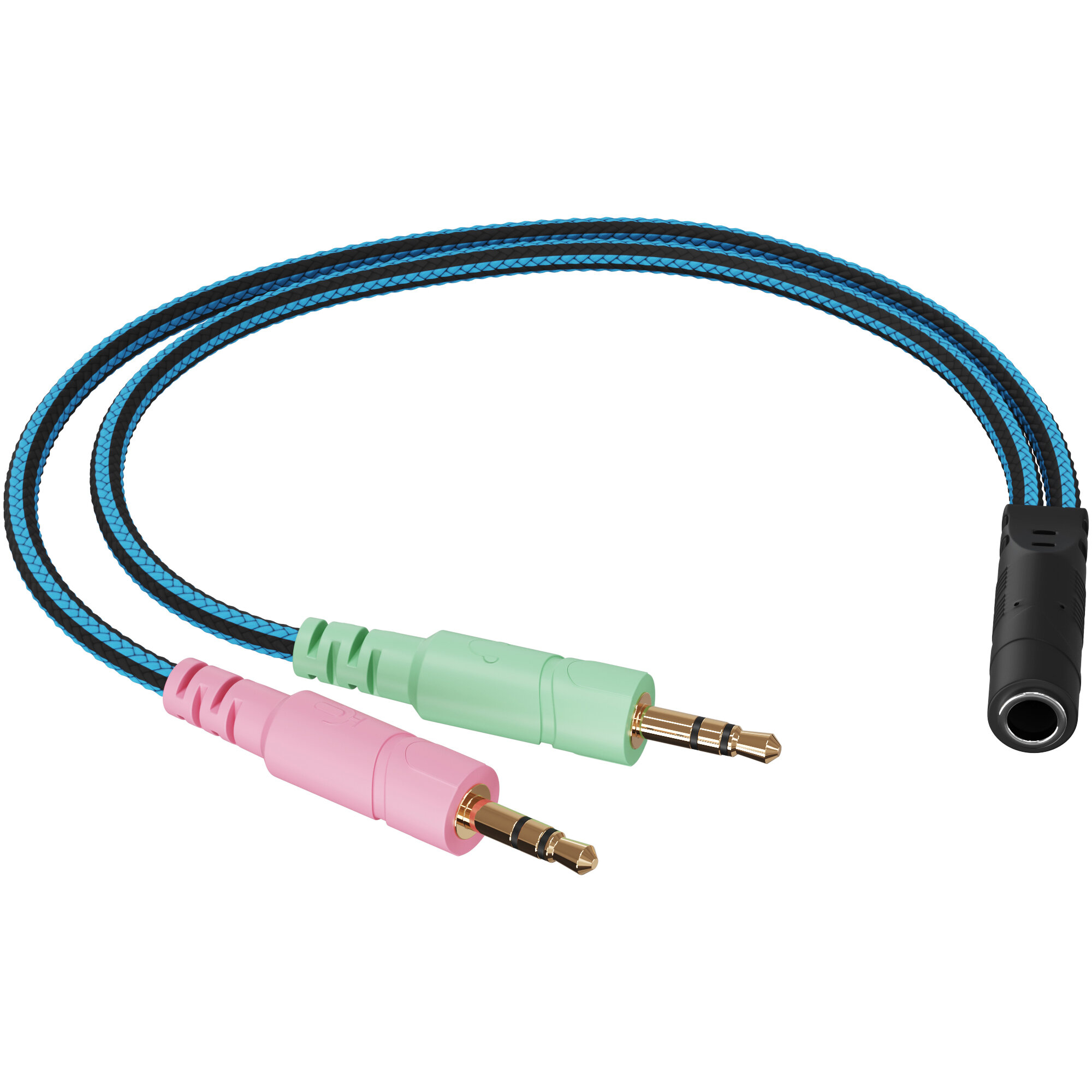 Аудио-разветвитель GSMIN RT-171 переходник на микрофон и наушники Mini Jack 3.5 мм (F) - Mini Jack 3.5 мм (M) + MIC 3.5 мм (M) (Синий)