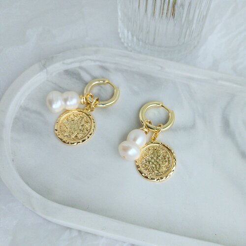 Серьги конго , металл, золотой