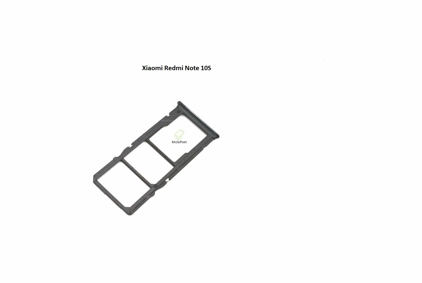 Держатель SIM для Xiaomi Redmi Note 10S "Сим Лоток", металлический, пластиковый, черный — фото 1