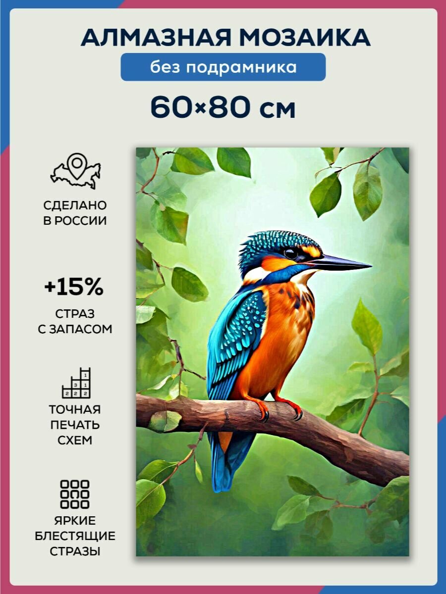 Алмазная мозаика 60x80 Зимородок без подрамника
