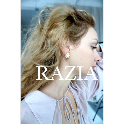 Серьги пусеты , искусственный камень, жемчуг имитация, размер 18 мм, бесцветный, белый