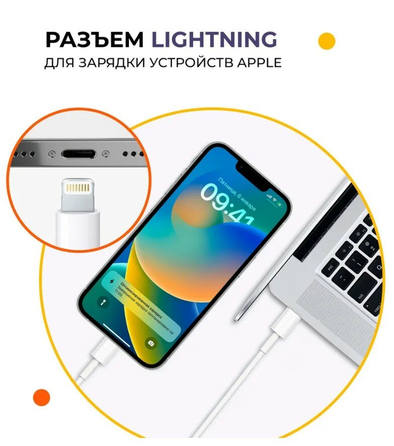 Зарядка для айфона / GQbox / Зарядка type c / Разъем Usb-C (Type-C) - Lightning / Быстрая зарядка для iPhone 8-14 и iPad / Провод для айфона — фото 1