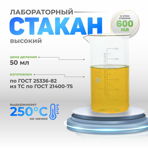 Стакан В-1-400 высокий, с делениями и носиком