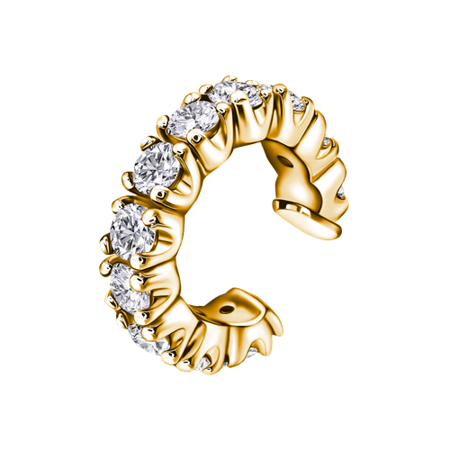 Моносерьга GOLDENGAL, серебро, 925 проба, золочение, фианит