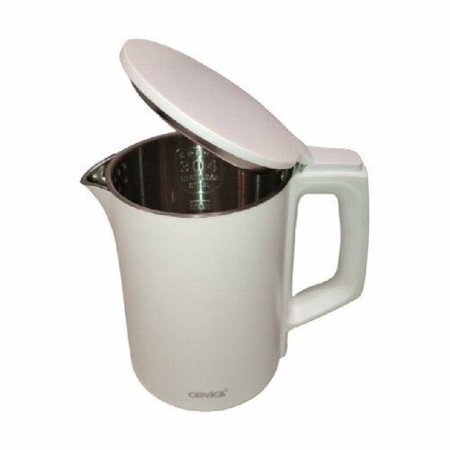 Электрический чайник от бренда Orvica модель ORM-8060 08 л 1000Вт отсек для шнура индикация включения цвет белый 300000₽