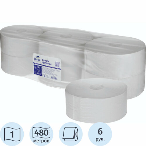 Туалетная бумага Luscan Professional Однослойная 480 м 6 рул., белый