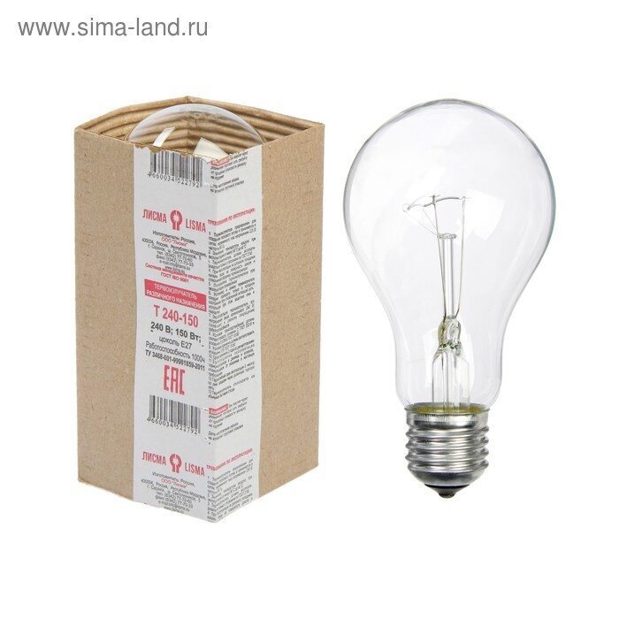 Излучатель тепловой Т 150Вт E27 230В/240В Лисма 249009000/249010100