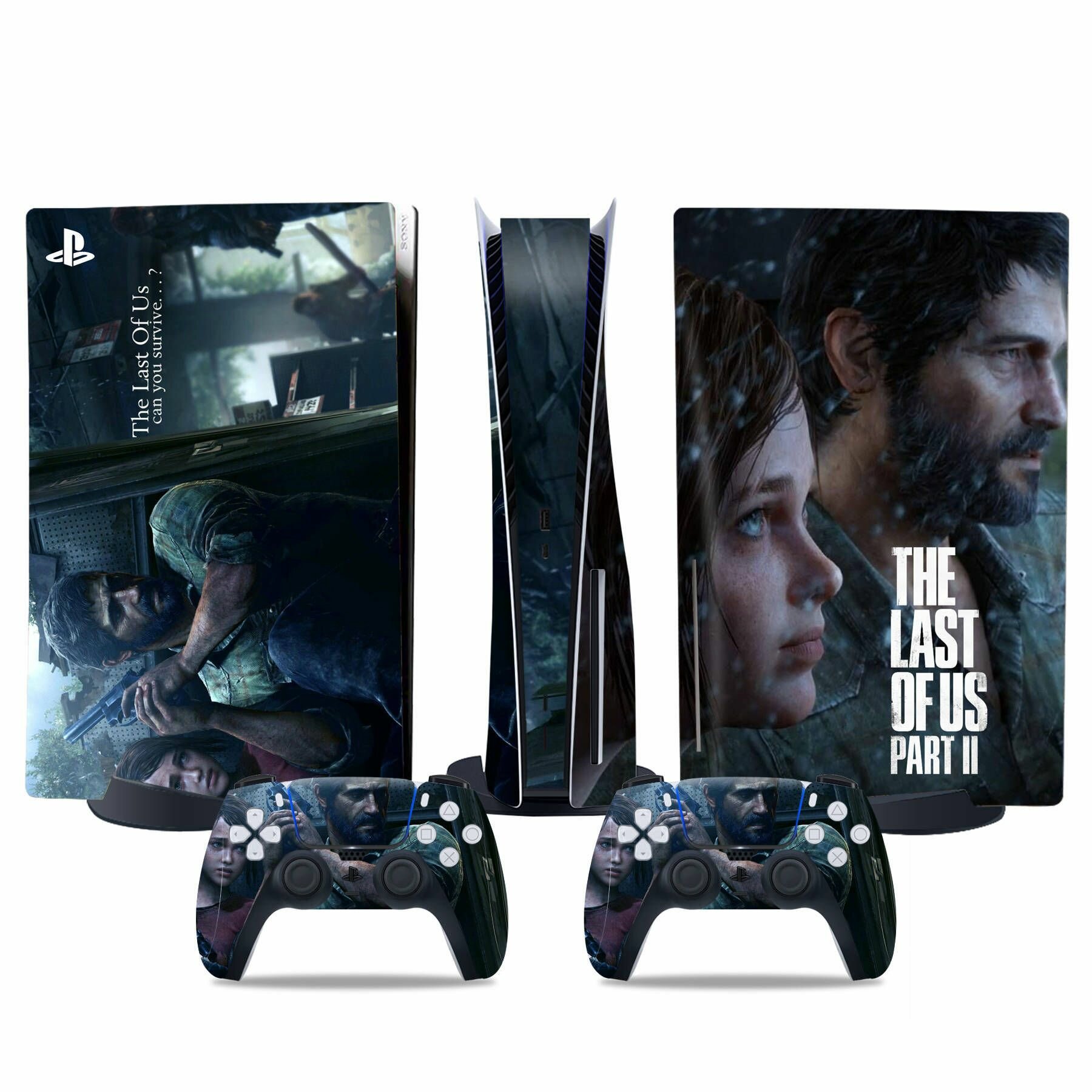 Наклейка виниловая защитная на игровую консоль Sony PlayStation 5 Disc Edition, The Last of Us-3, полный комплект с геймпадами