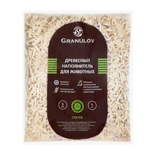 Granulov Древесный наполнитель впитывающий (сосна), 5кг