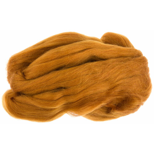 Шерсть для валяния полутонкая Камтекс лента гребенная, золотистый (112), 100%шерсть, 50г, 1шт