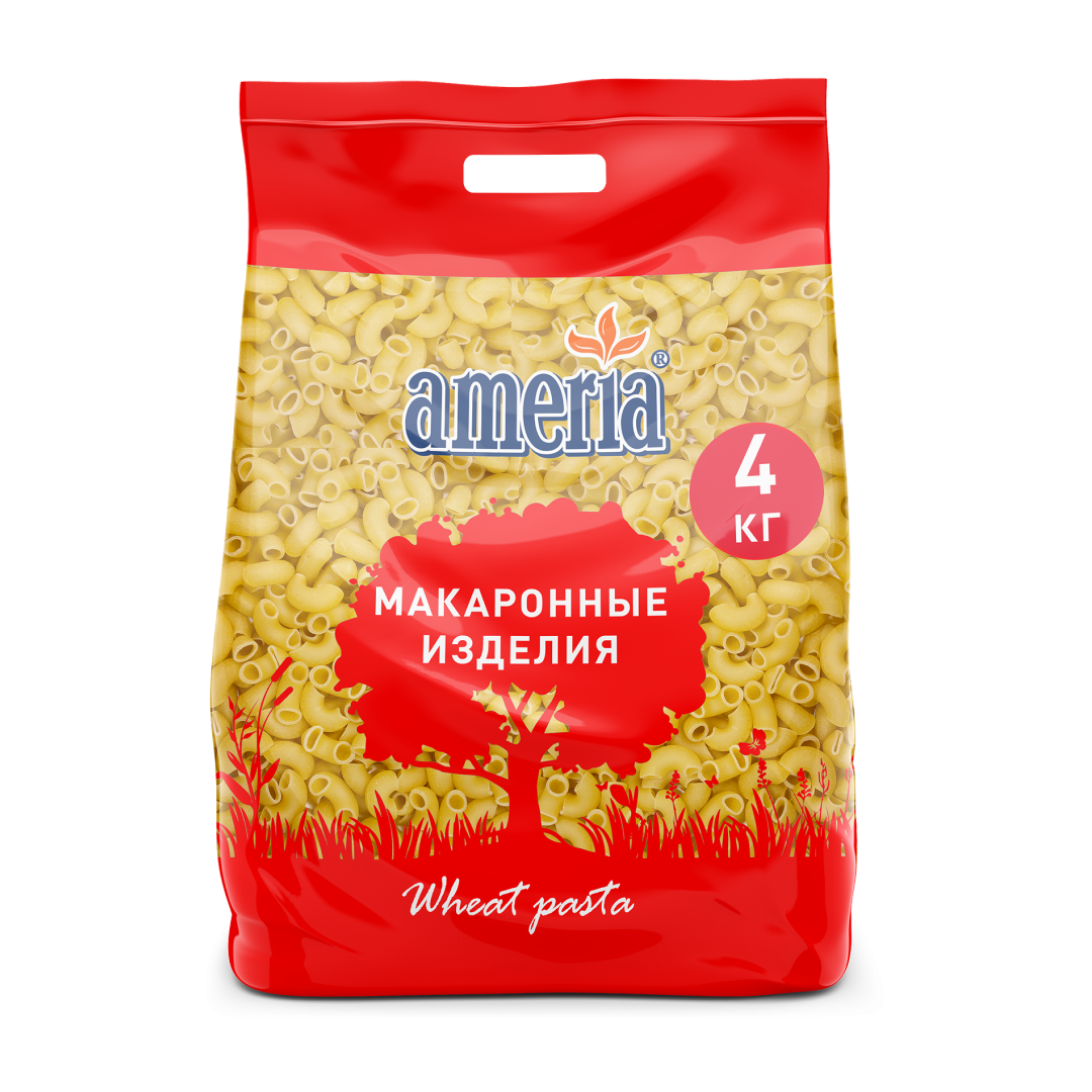 Макароны Ameria Рожки рифленые № 56, 4 кг