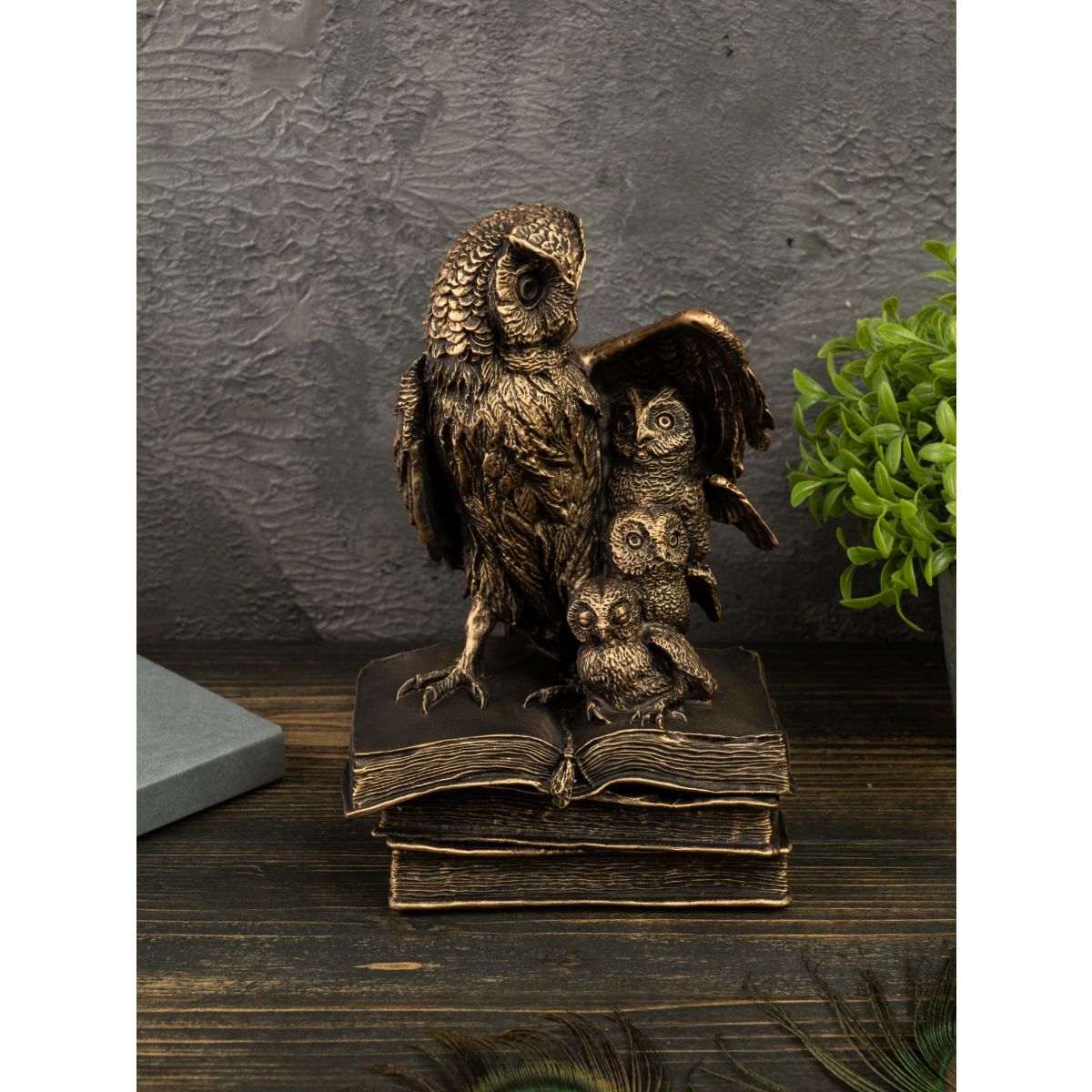 Шкатулка "Сова", "Вернисаж истории", литьевой мрамор, цвет Патина Бронза — фото 1