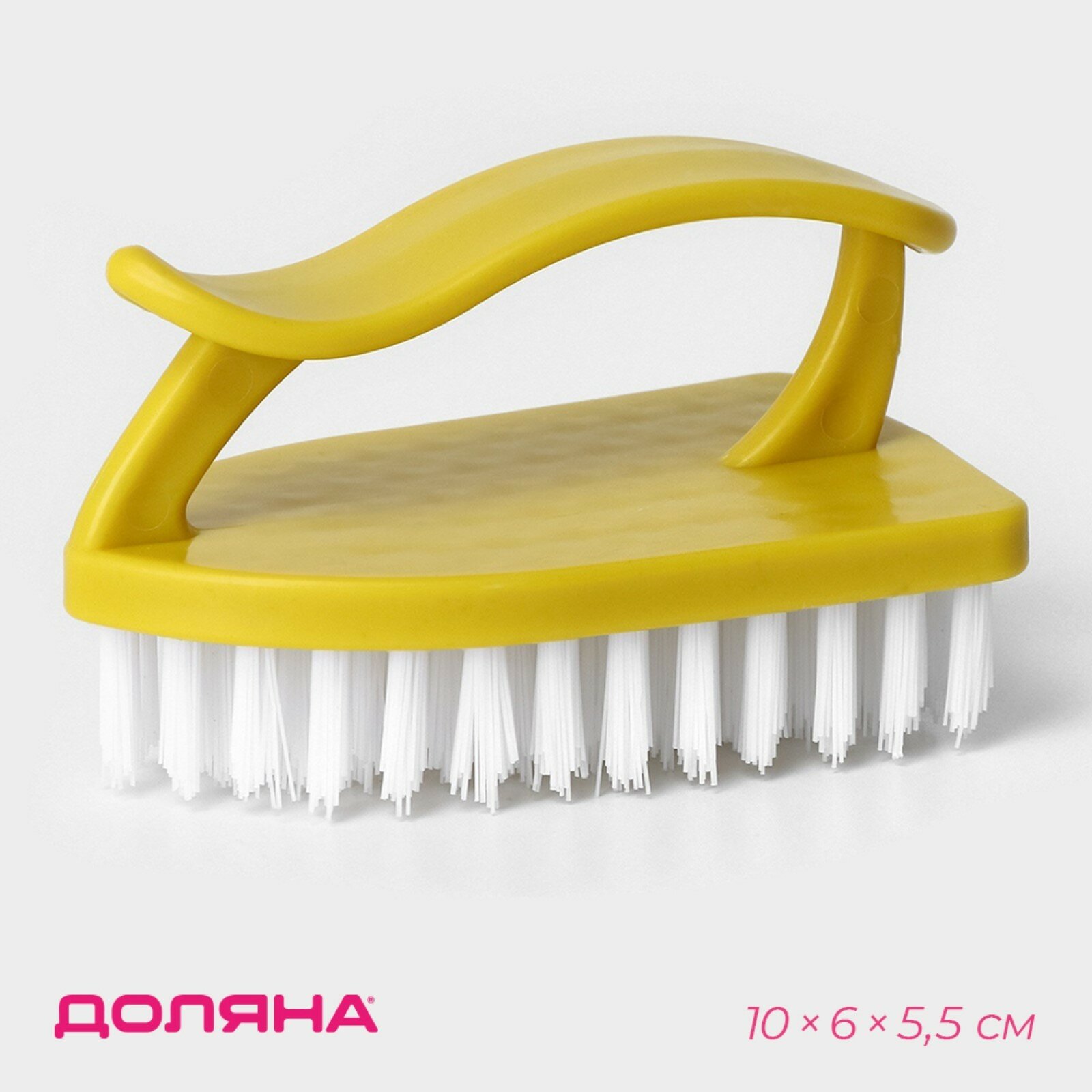 Щётка утюжок для уборки Доляна, с ручкой, пластик, хозяйственная, 10×6×5,5 см, цвет микс