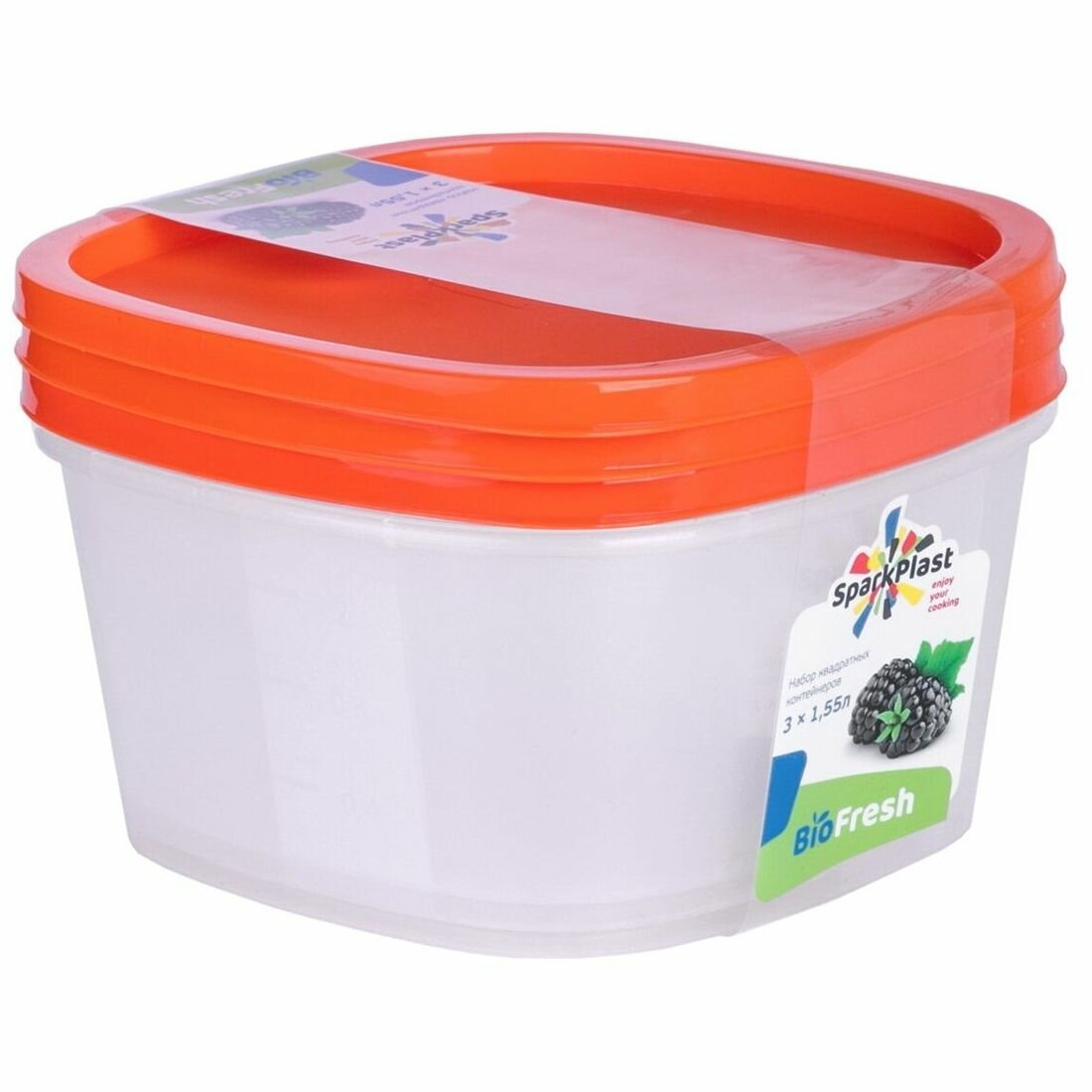 Набор контейнеров 3 предмета BioFresh (155л) квадратный (в ассортименте) (цена за 1 шт.)