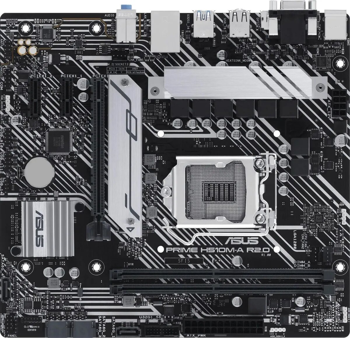 Материнская плата ASUS PRIME H510M-A R2.0, LGA1200, H470, 2*DDR4