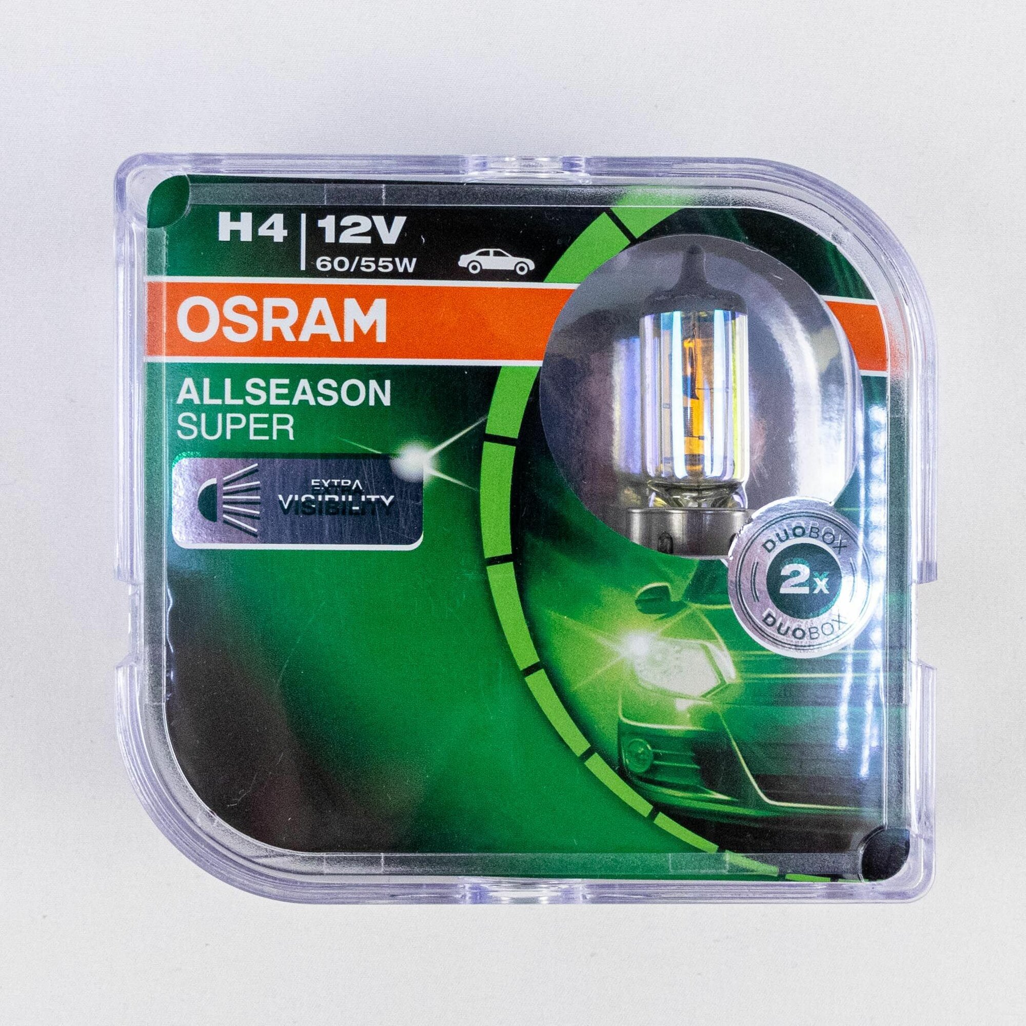 Лампа галогенная H4 12V 60/55W+30% OSRAM ALLSEASON SUPER упаковка 2шт.