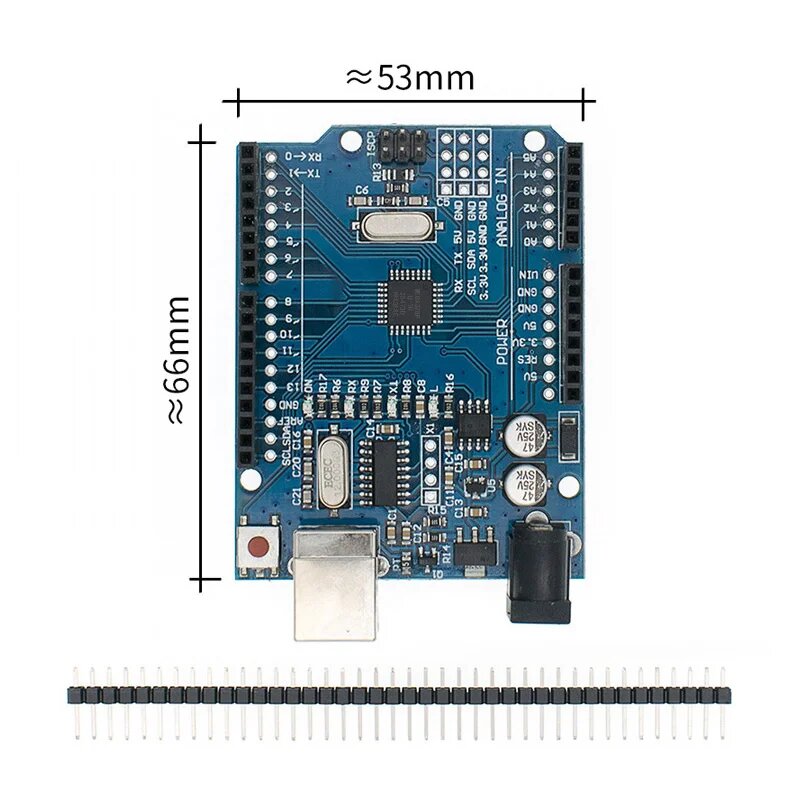 Плата контроллера Arduino Uno R3 CH340G + MEGA328P, модели в ассортименте, Black With USB Cable