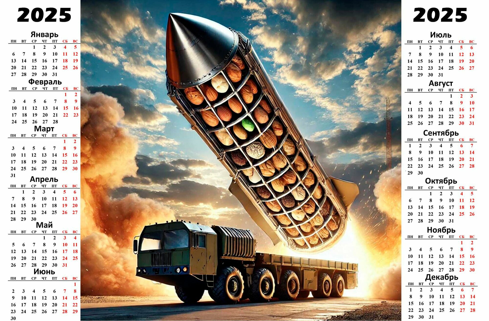 Настенный календарь A.R.T.Poster "Орешник", 2025 г, 60x40 см