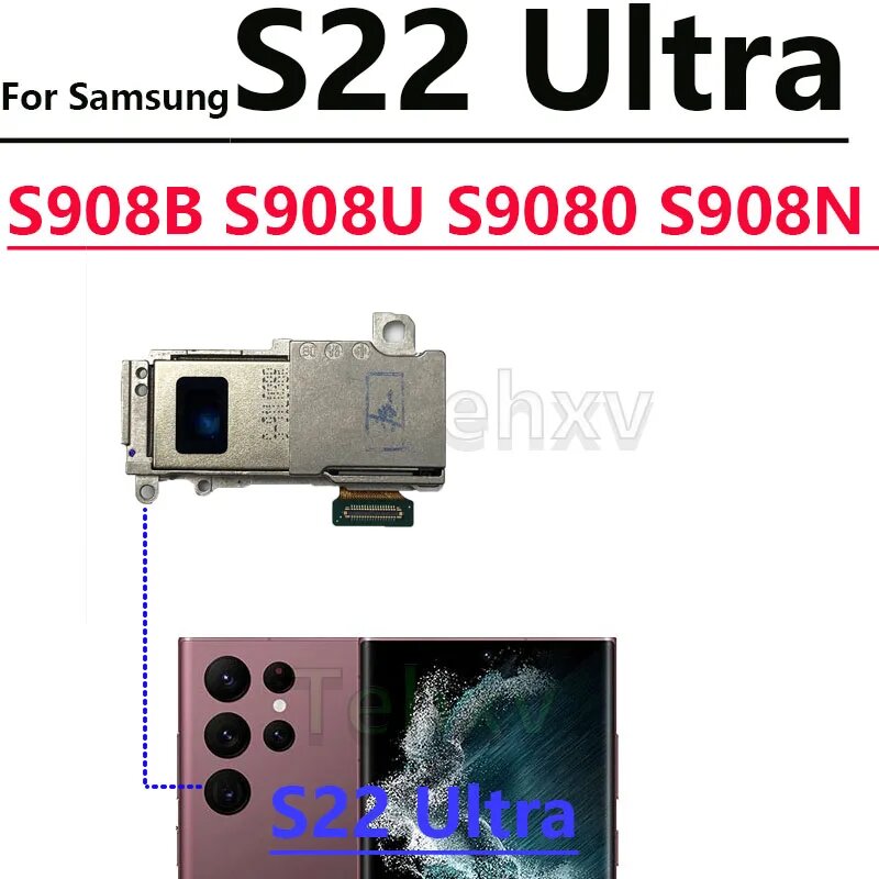 Задняя передняя камера для Samsung Galaxy S22 Ultra 5G SM-S908 S908B S908U S908E S908N Задняя основная задняя телеобъектив Широкий модуль камеры, S22Ultra S908-Perisc