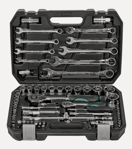 Изображение товара Набор инструментов 82 предмета для авто, для мастерской, ключи, головки, биты, авто инструменты в кейсе