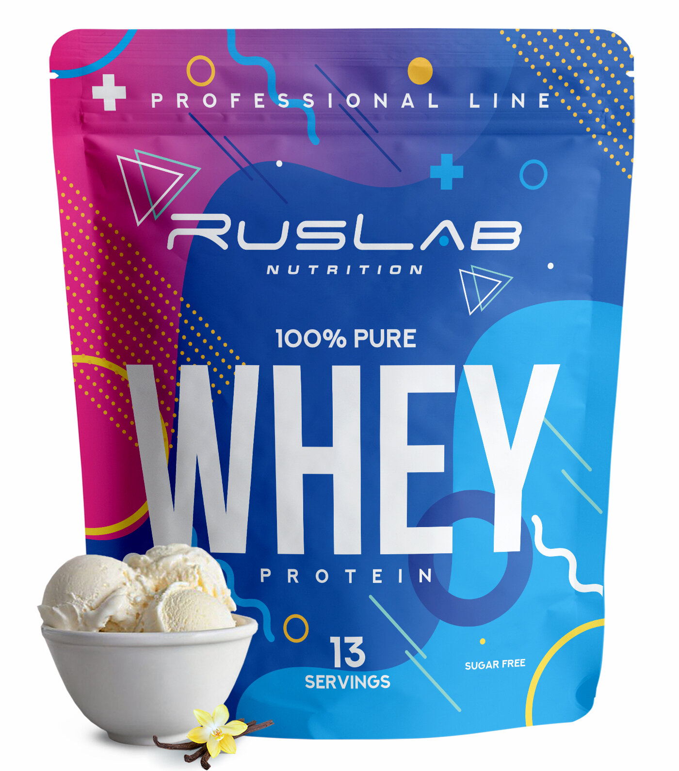 Протеин сывороточный WHEY 100% Pure, белковый коктейль (416 гр), ванильное мороженое