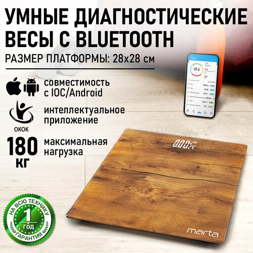 Весы напольные умные MARTA MT-SC3604 тик