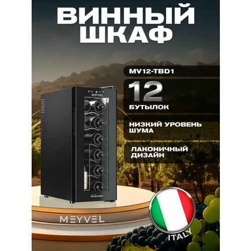 Винный шкаф Meyvel MV12-TBD1 (термоэлектрический отдельностоящий холодильник для вина на 12 бутылок)