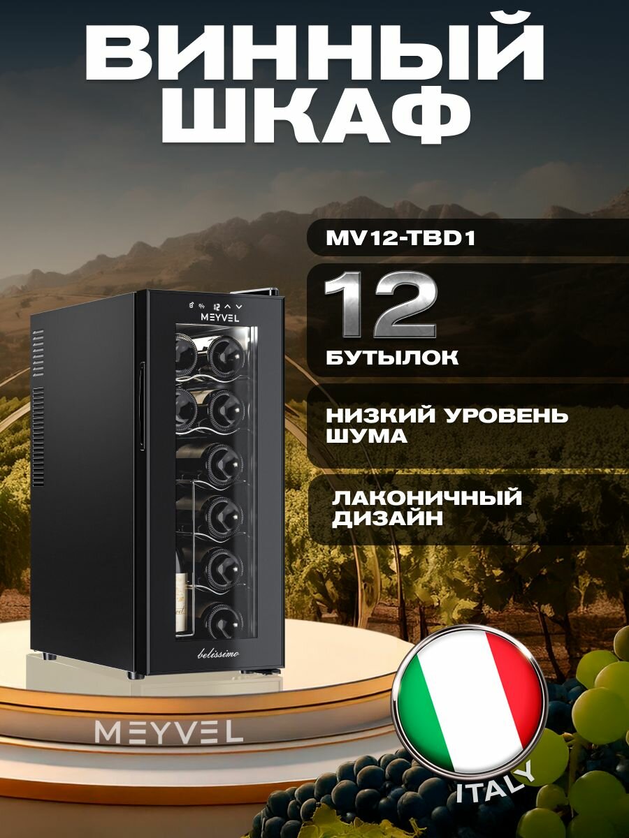 Винный шкаф Meyvel MV12-TBD1 (термоэлектрический отдельностоящий холодильник для вина на 12 бутылок)